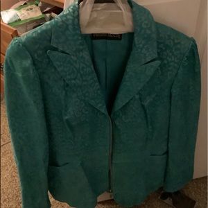 Pamela McCoy Animal Print Leather Jacket